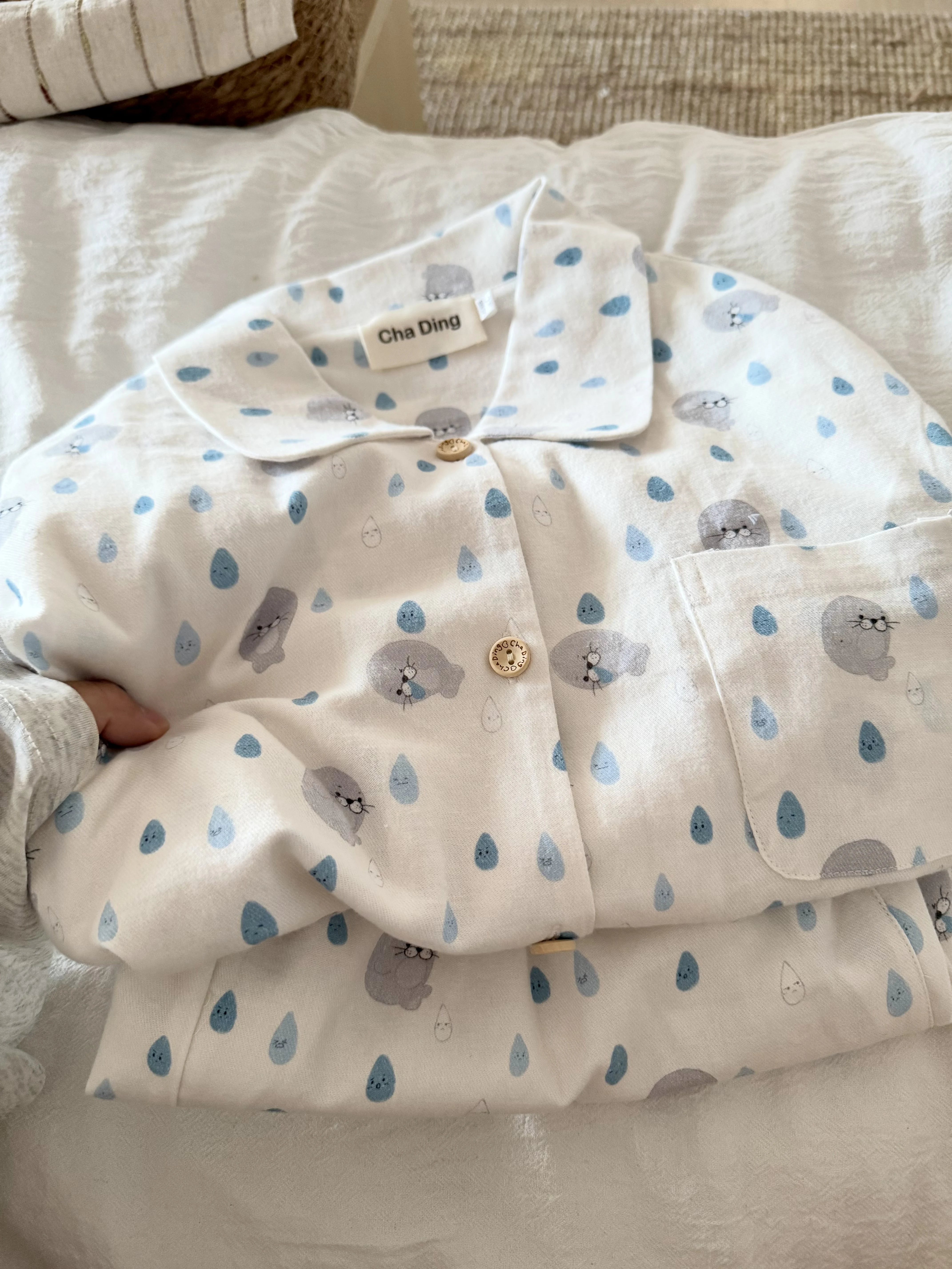 chata-town-2026-new-raindrop-little-seal-sleepwear-set-women's-autumn-outwear-pure-cotton-brushed-long-sleeve-home-clothes