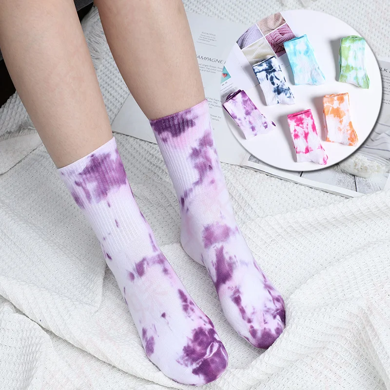 New Fashion Colorful Cotton Women Socks Middle Tube Art Pattern Ladies Casual Dress Crew Socks Ankle Harajuku Sox Unisex Socks