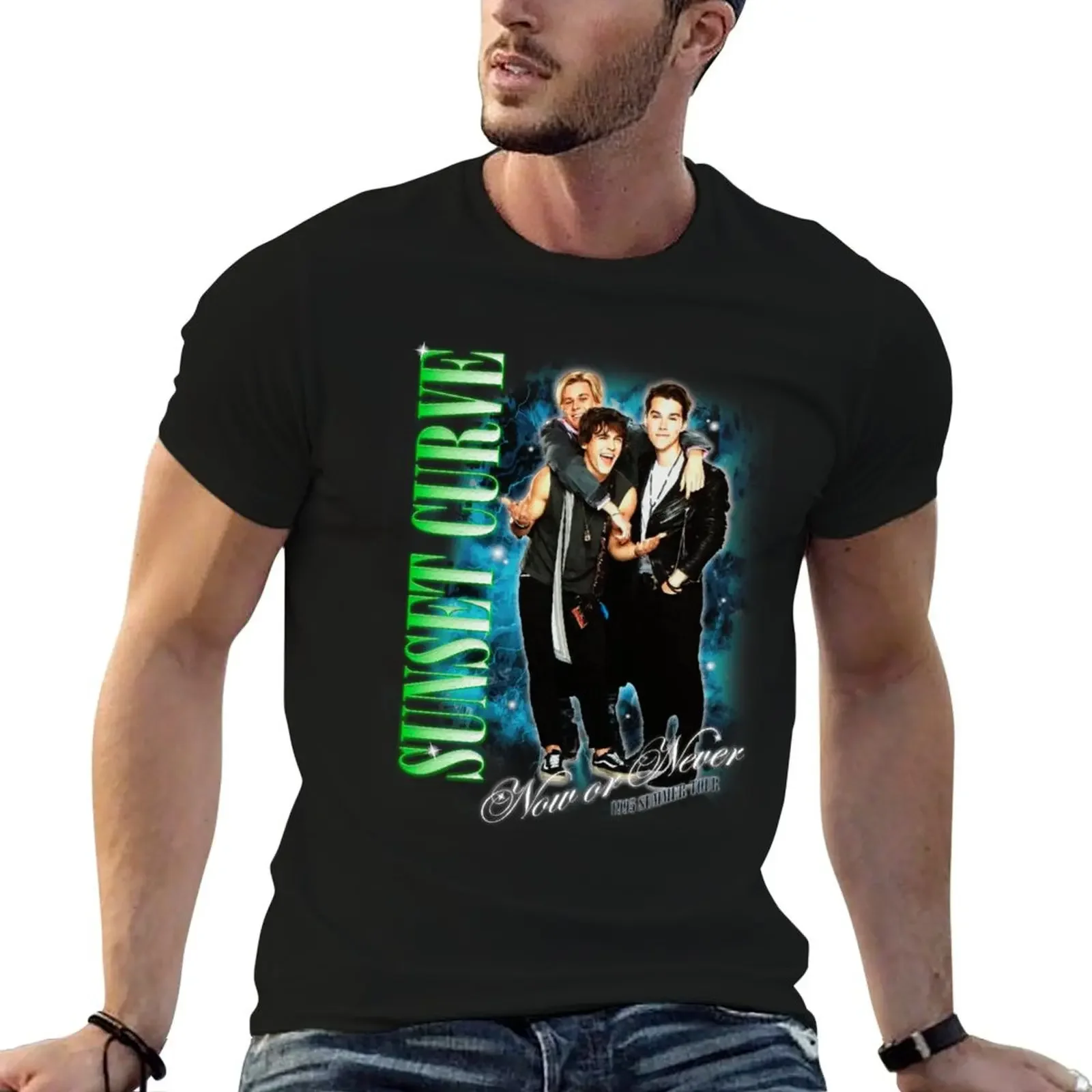 

Sunset Curve Bootleg T-Shirt sweat anime figures for a boy Man t-shirt workout shirts for men
