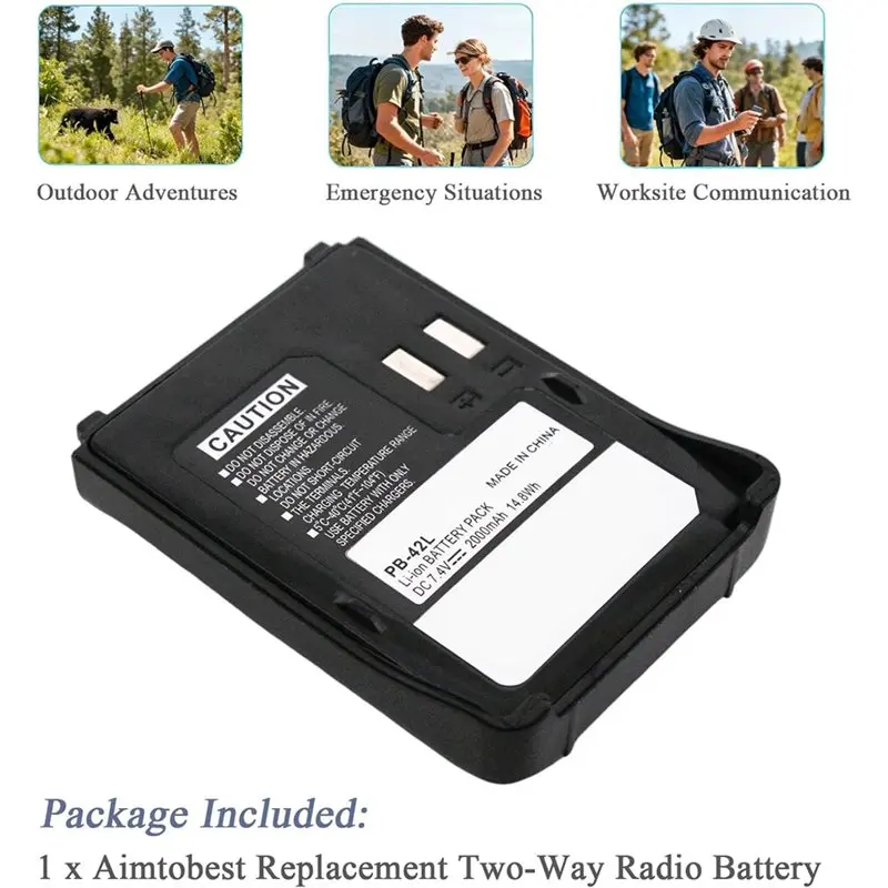 N96R PB-42L 7.4V 2000Mah Li- Battery Compatible For TH-F6 TH-F6A THF6 THF6A TH-F7 TH-F7E Two Way Radio