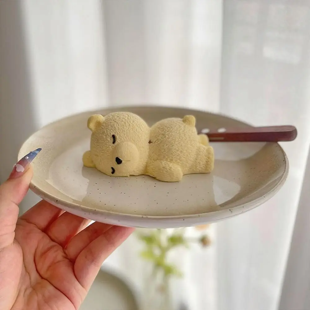 Kitchen Supplies Cake Mold Sleeping Bear Mold Food Grade Baking Tool Pudding Mold Cute 3D Candle Mould DIY