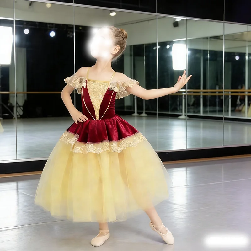 

Детский балетный костюм «Богиня рассвета», профессиональный балетный костюм с длинной юбкой-вуалью и пышной юбкой для взрослых