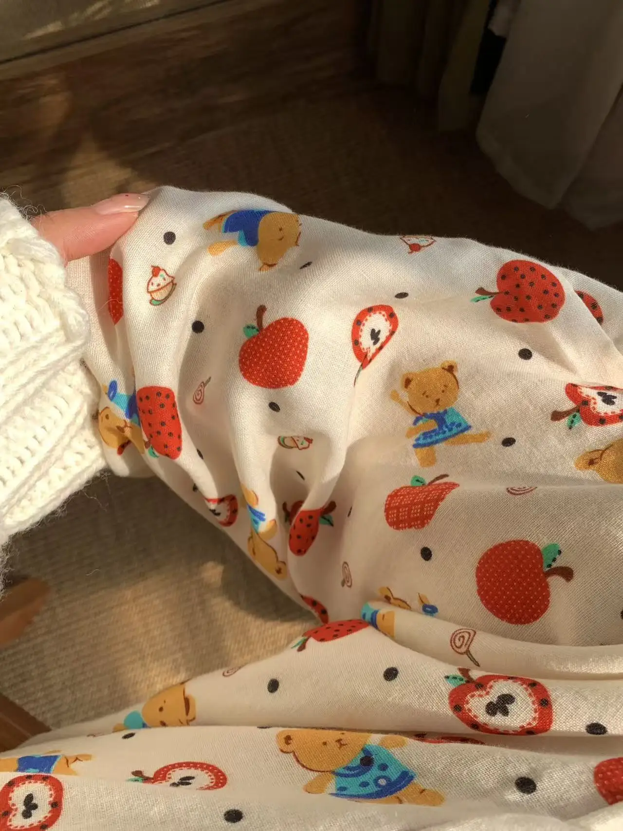 

Новые хлопковые двухслойные муслиновые штаны Bear Cotton Sp: милые, домашние, свободные, длинные, мягкие, приятные для кожи, для улицы, с высокой талией, с мультяшным принтом