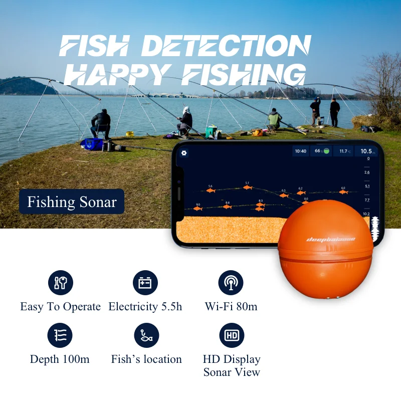 قم بتوصيل الهاتف المحمول اللاسلكي Ultrasonik تحت الماء كاشف السونار البصري صياد السمك