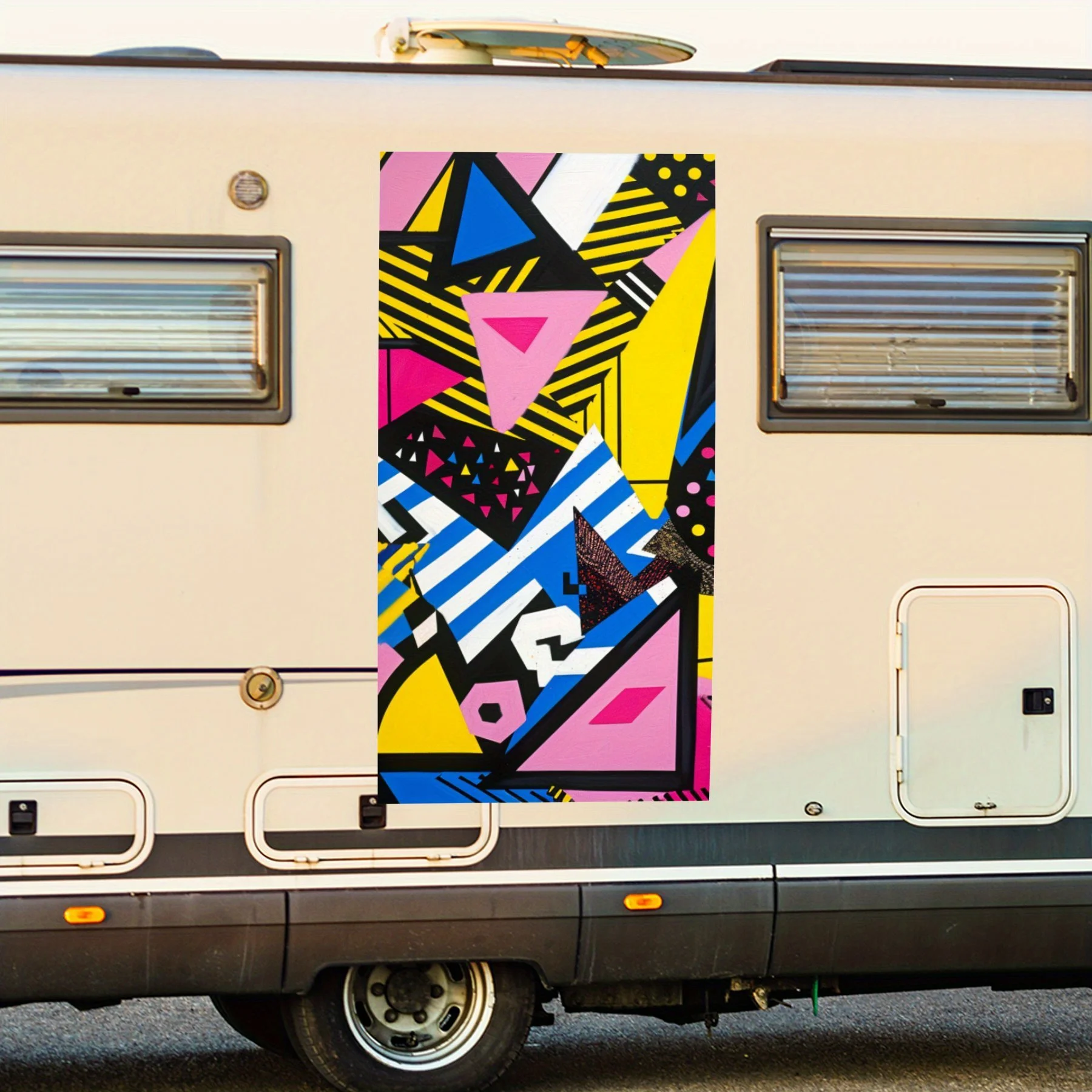 

Красочная геометрическая наклейка на автомобиль для вечеринки, виниловая наклейка на сторону дома на моторику, водонепроницаемая самоклеящаяся виниловая наклейка на си