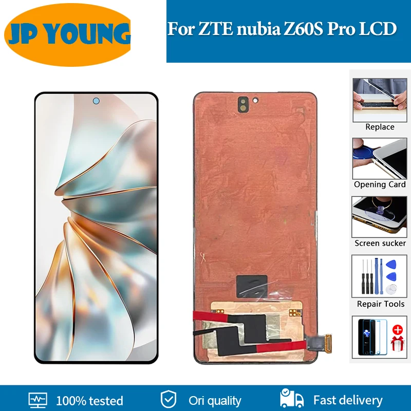 AMOLED 6.78 inci, untuk ZTE nubia Z60S Pro LCD Display Digitizer rakitan penuh layar sentuh untuk nubia Z60 S Pro suku cadang pengganti LCD