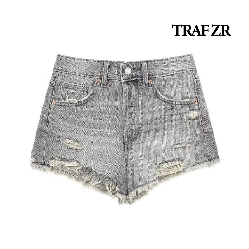 

TRAF ZR Y2k Shorts Women's Denim Hot Pants Korean Style 2024 Harajuku Fashion Japanese 2000s Style Sexy Summer Shorts