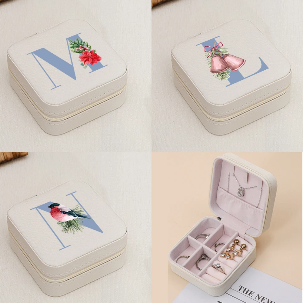 Portable Women Jewelry Box Large Capacity Ring Earring Boxs Classic Fashion Necklace Storage Case Cosmetic Bag Blue Series