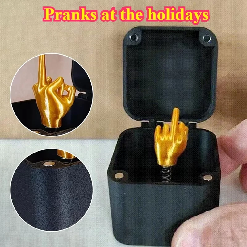 Fun Surprise Prank Gifts for Home, Desk Decoration, Middle Finger in the Box Creative Spoof Hand Gesture Gag Christmas Gift