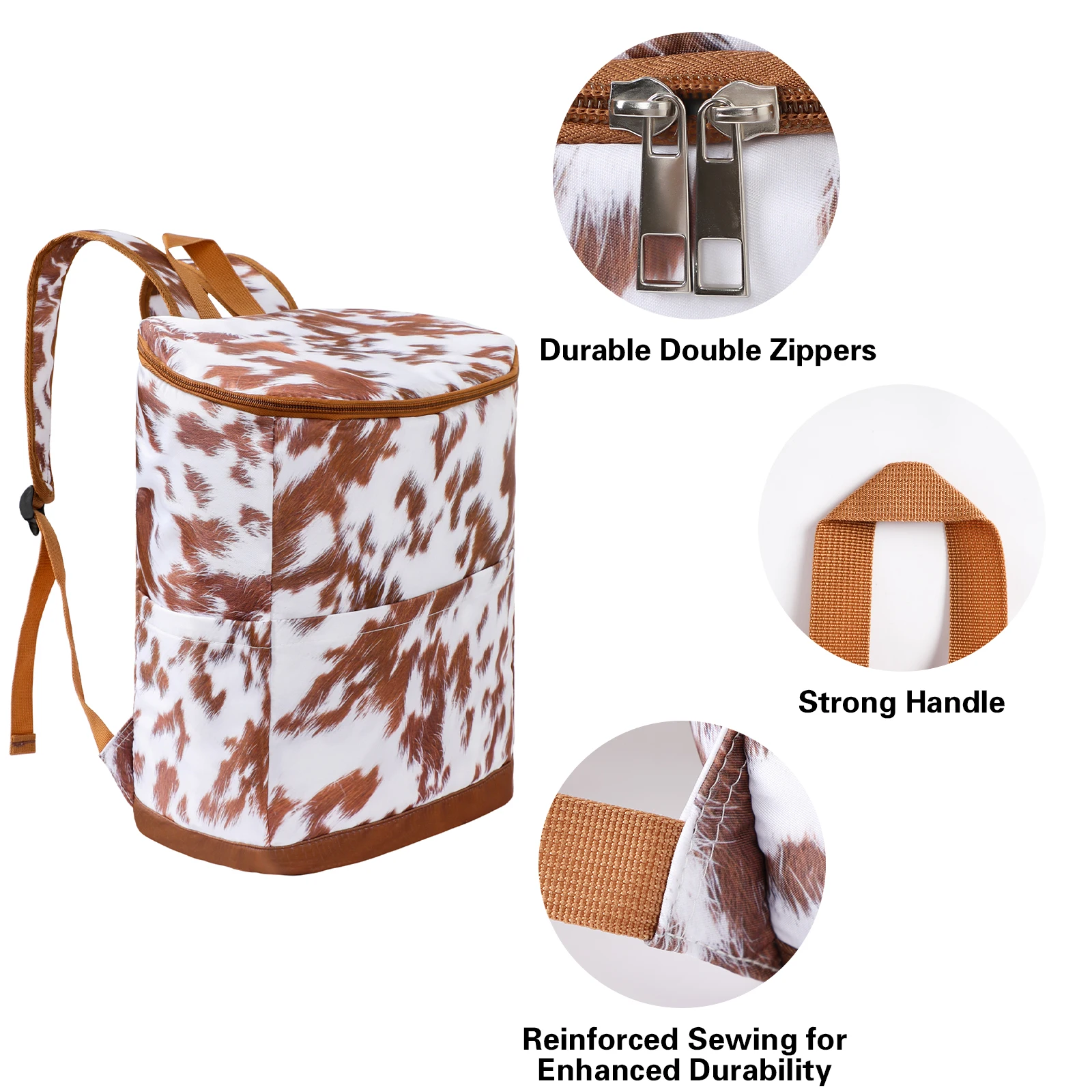 Mochila Cooler para Mulheres e Homens, Saco Térmico Isolado, Almoço Térmico de Alimentos, Nylon Grande, Leopardo, Impermeável, Portátil, Latas de Viagem