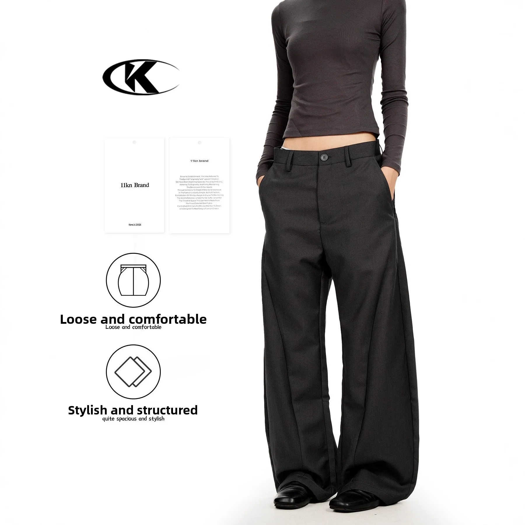 

New Men's And Women's Straight Leg Wide Leg Casual Pants Loose Fit Busin Gentleman Sle Long Trousers for Commuting