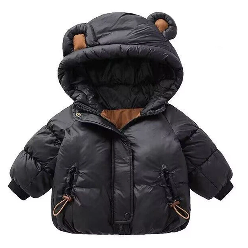 New Baby Boys Girls Cute Bear Ear Winter Warm Jacket Coat Toddler Kids Thick Hoodied Snowwear Outrtwear Children Clothing 1-7y