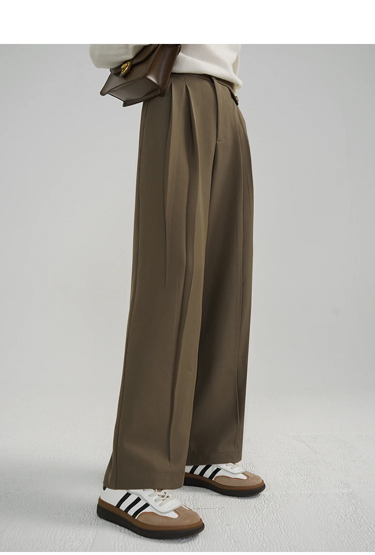 Elegant Chic Loose High Waist Wide Leg Pants Winter Warm Straight Leg Trousers for Women Casual Office Slimming Long Suit Style