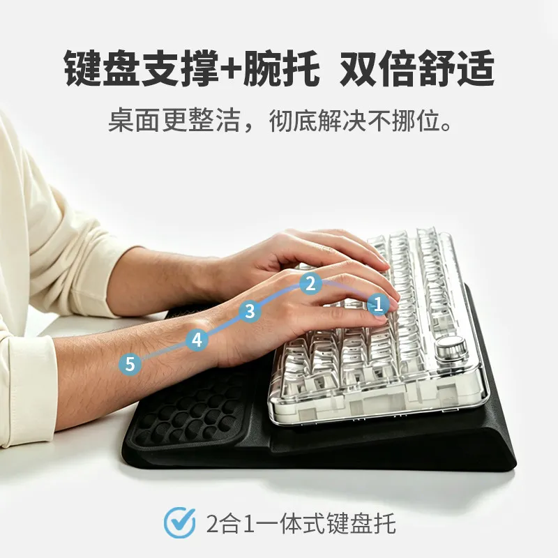 Custom Mechanical Keyboard Wrist Rest, One-Piece Memory Foam, 2-in-1 Palm & Wrist Support, Premium Office Desk Pad