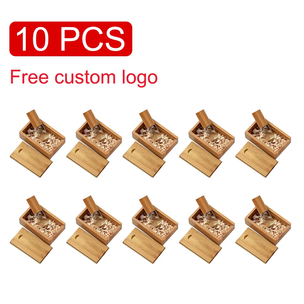 

10 PCS Crystal Pen Drive 128GB USB Flash Drive 64GB Free Custom Logo Memory Stick 32GB 16GB 8GB 4GB Originality Wooden Gift Box