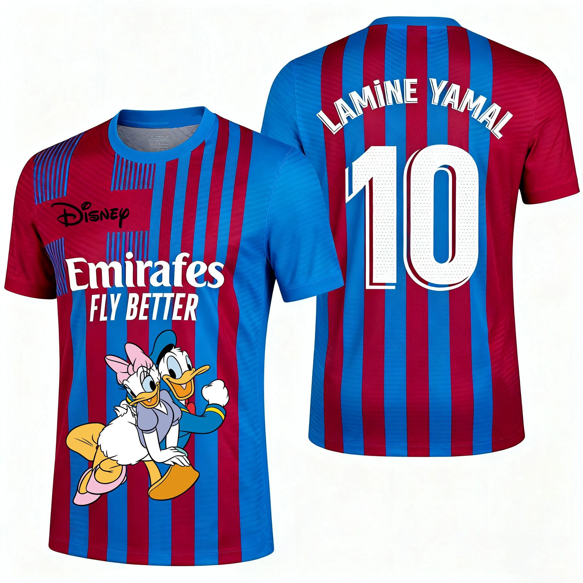 Дисней Дональд Дак Ямал No. Футбольная майка 10, осенняя мужская футболка для спорта и отдыха, сухая и быстро, детская одежда, футболка Y2k