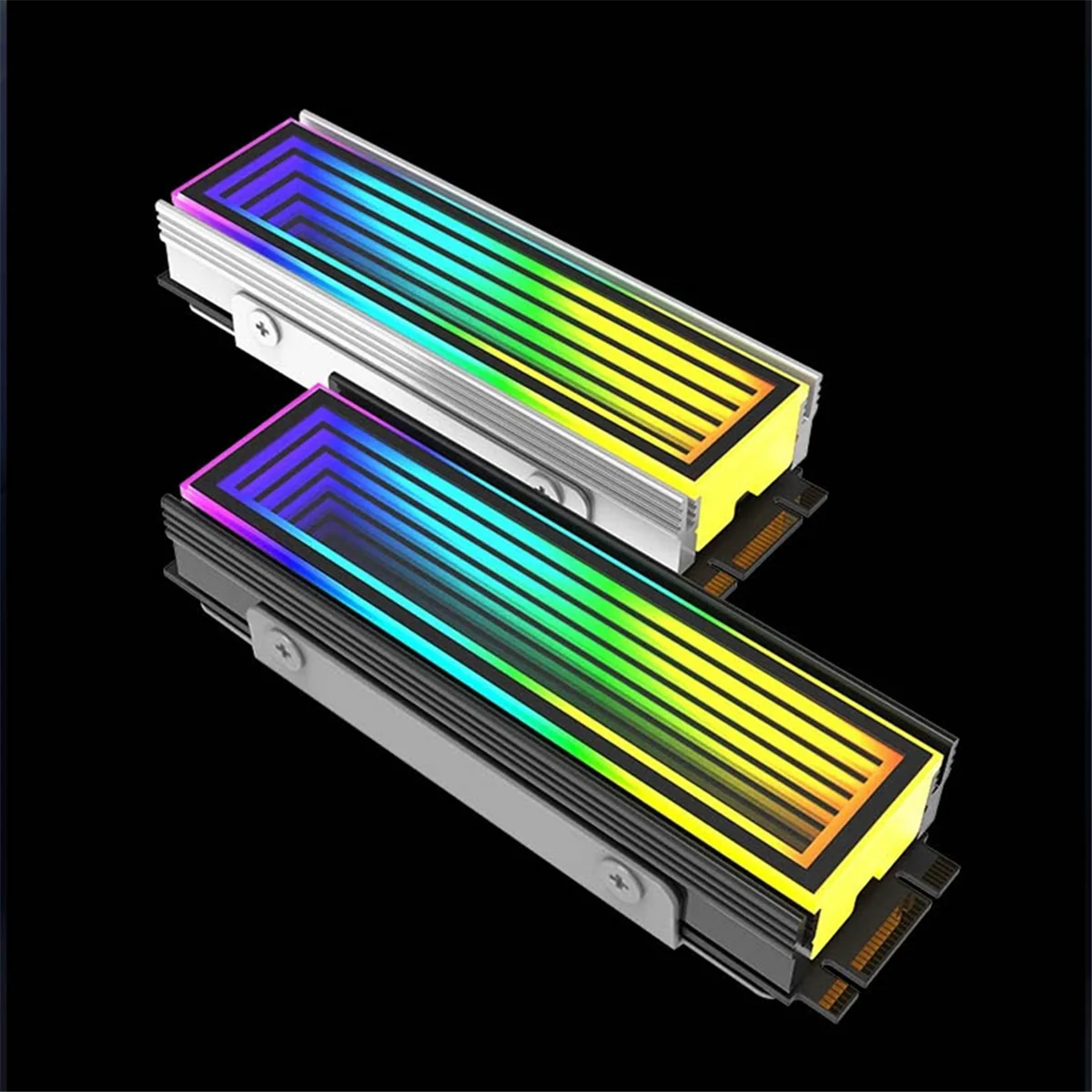 

AU32-M.2 ARGB Computer Radiator 2280 SSD M2 Radiator PC RGB M.2 Nvme Cooler Heatsink Endless Abyss Effect,Silver