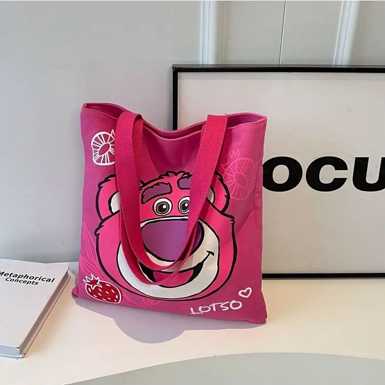 Disney Canvas bag Female cartoon shoulder Tote bag Large capacity book tote bag crossbody handbag