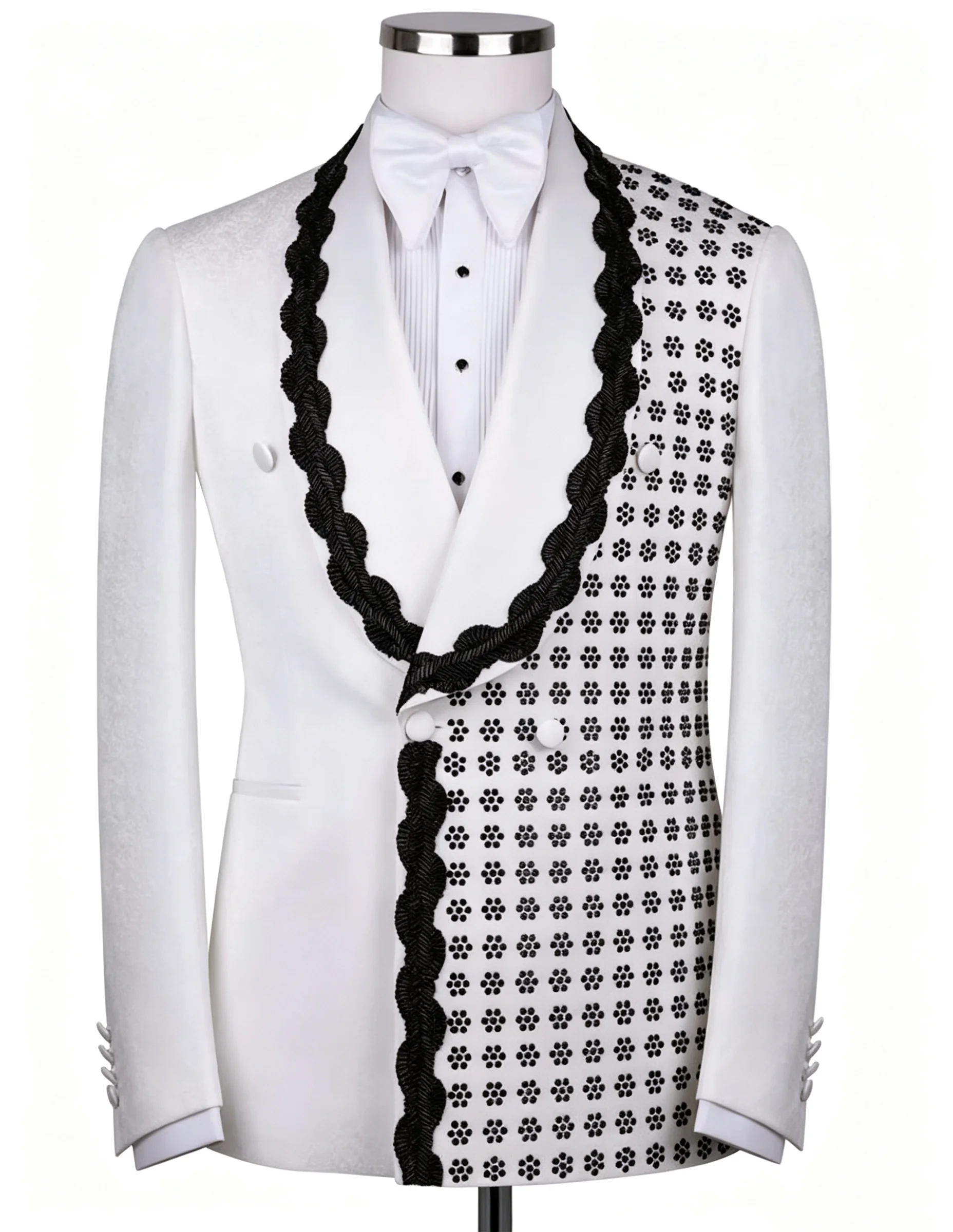 Designer Hot Fix Men Wedding Suits For Wedding Double Breasted Tuxedo Groom Wear 2 Pcs Jacket Pants Evening Party Customized