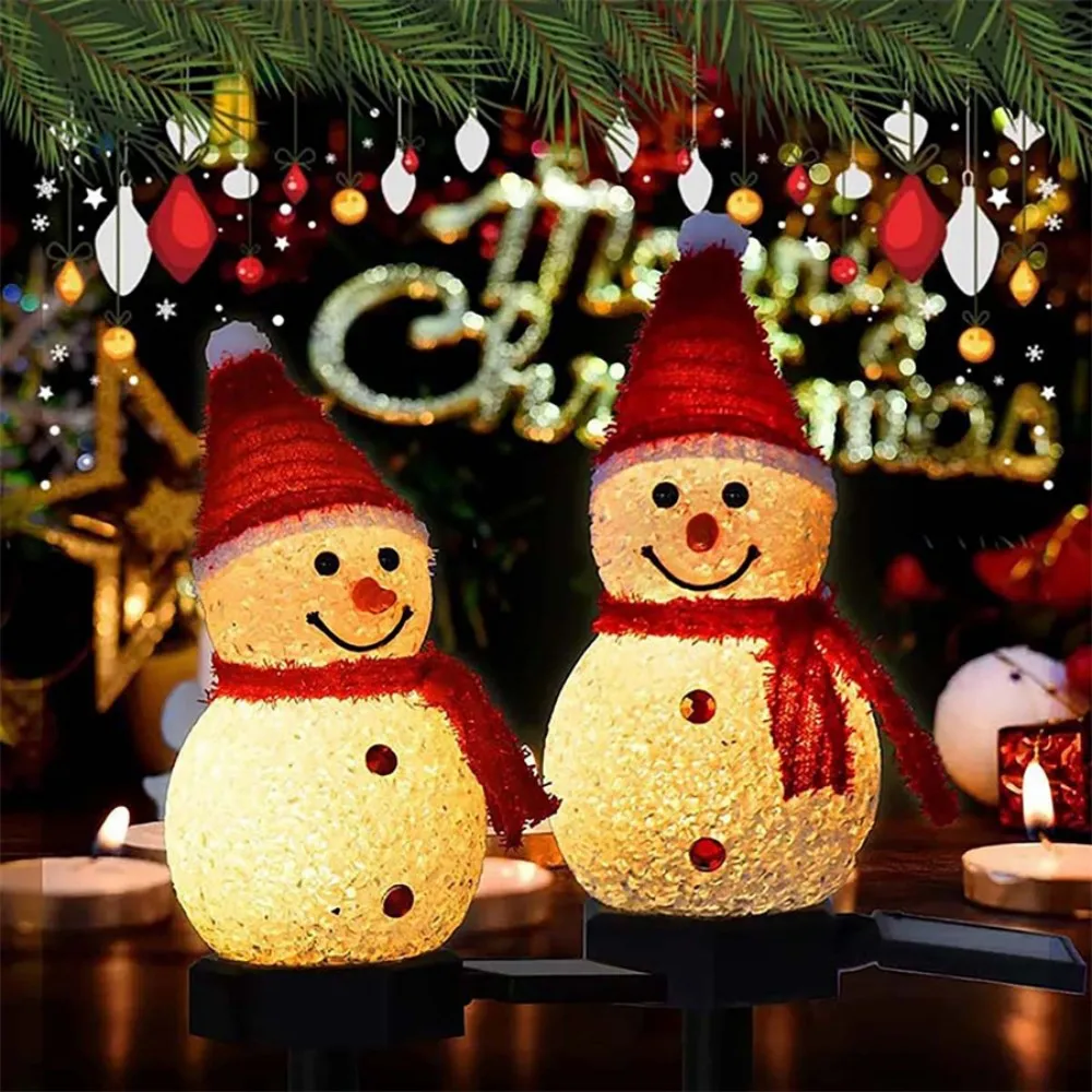 1PC Solar Snowman Garden Stake Light Outdoor Waterproof, LED Pathway Lawn Lamp, Christmas Holiday Decoration for Yard Walkway