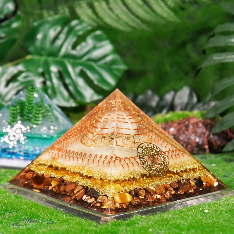 Money drawing Orgonite Pyramid-Spiral Copper Wire Orgone Pyramid Positive EnergyGenerator Healing Reiki EMF Protection