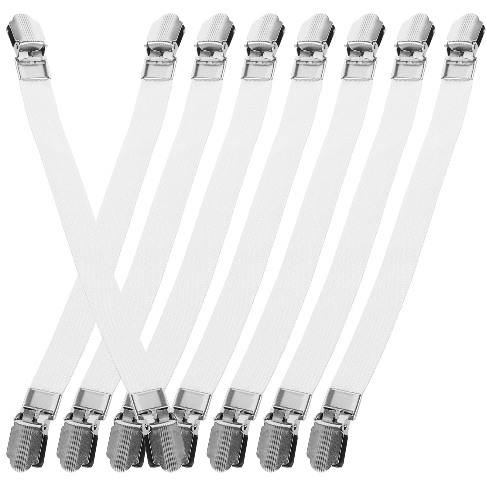 

16pcs Ironing Board Clips Elastic Cover Fasteners Stainless Steel Clamps Adjustable Straps Laundry Accessories
