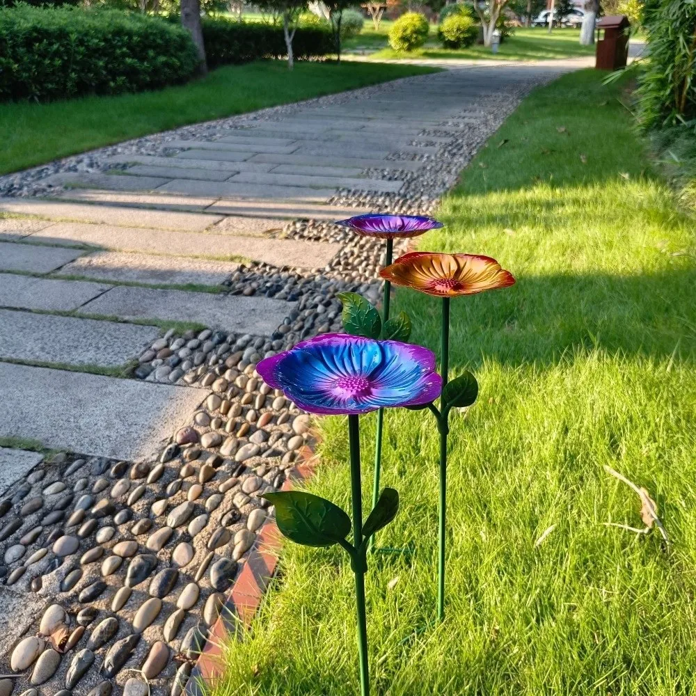 Garden Decor Iron Flower Shaped Bird Bath Convenient Large Capacity Bird Bathtub Durable Bird Water Bowl Outside Patio