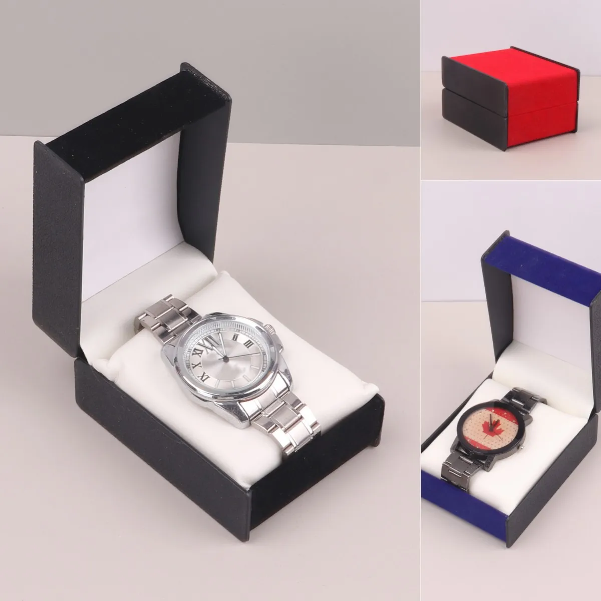 

Hot Black/Blue Watch Box Storage Box Jewelry Display Packaging Gift Collection Jewelry Box Watch Dust Box Clamshell