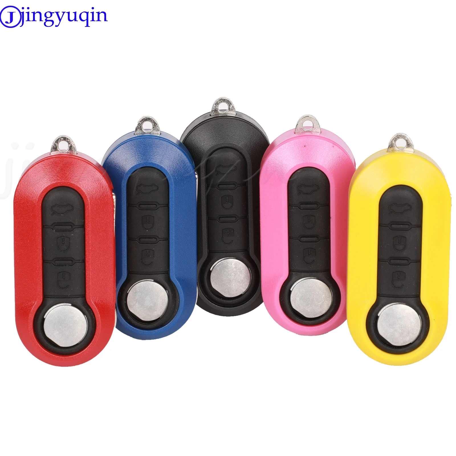 

jingyuqin Colorful 3 Buttons Flip Remote Key COMBO Case Shell for FIAT 500 Panda Punto Bravo Car Alarm Keyless Entry Fob Cover