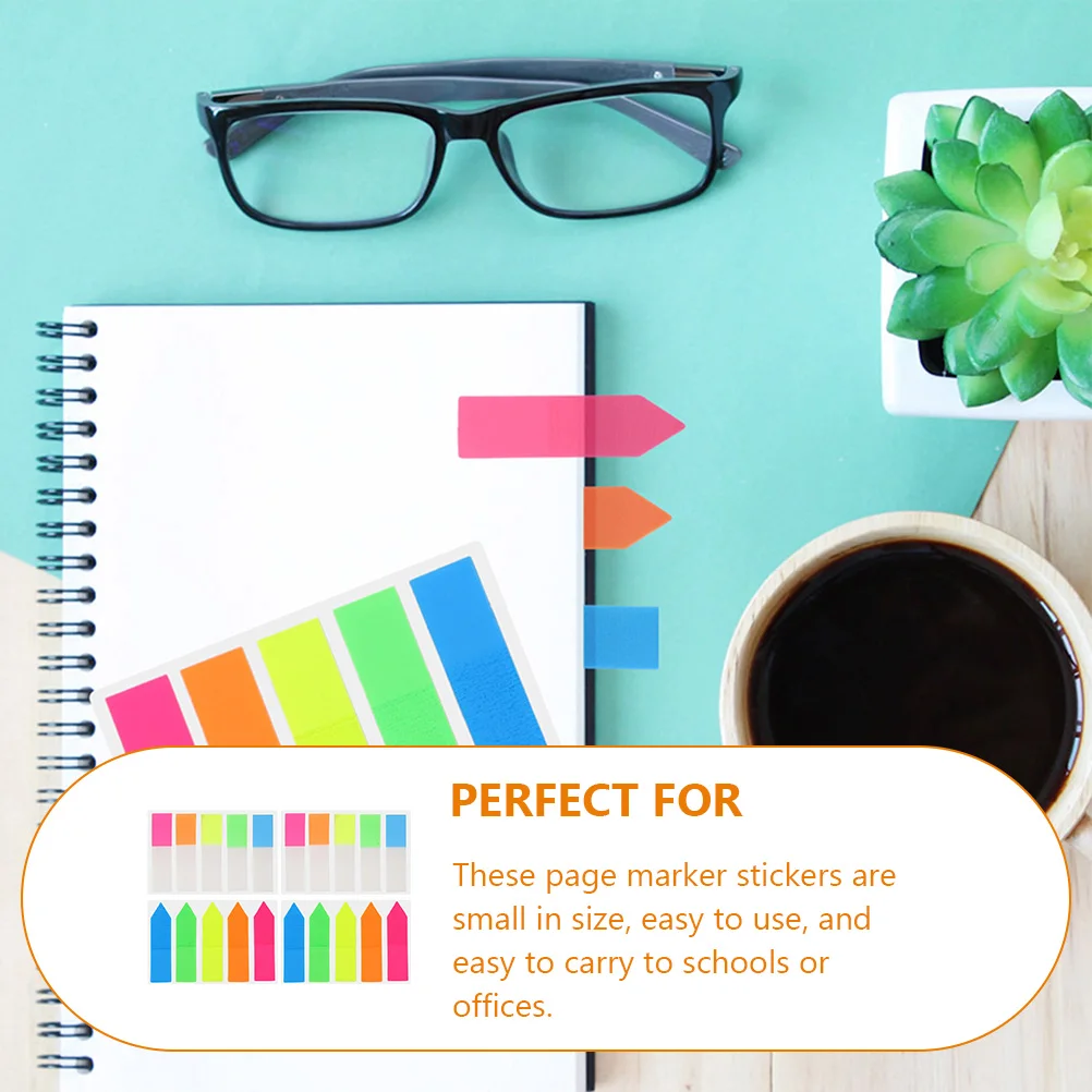

4 set 4 Sets Paper Page Marker Sticky Memo Pad Colorful Tabs Book Annotation Supplies Smooth Pet Materials Easy Carry