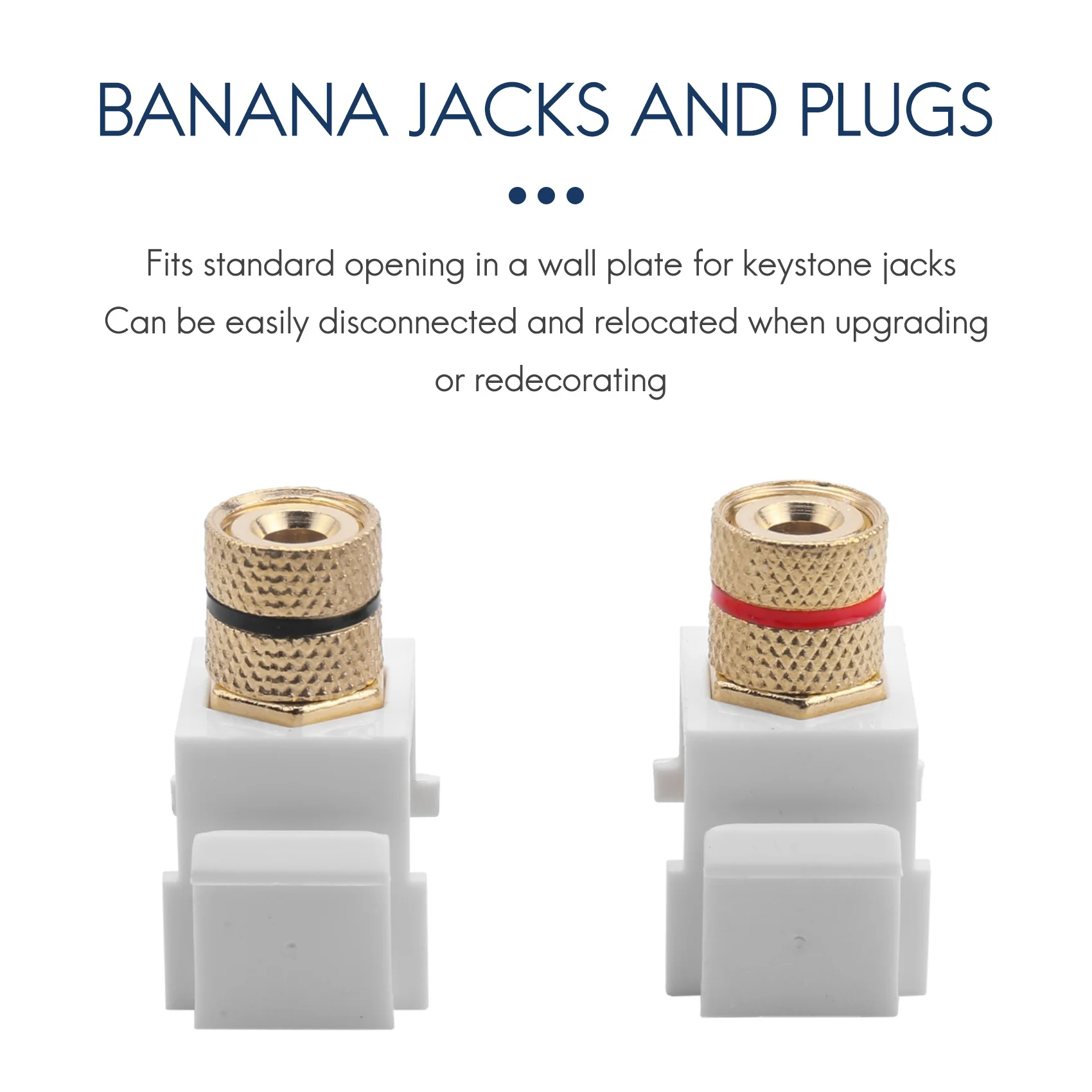 Conector Keystone Banana Snap-in para altavoz, blanco, 10 unidades