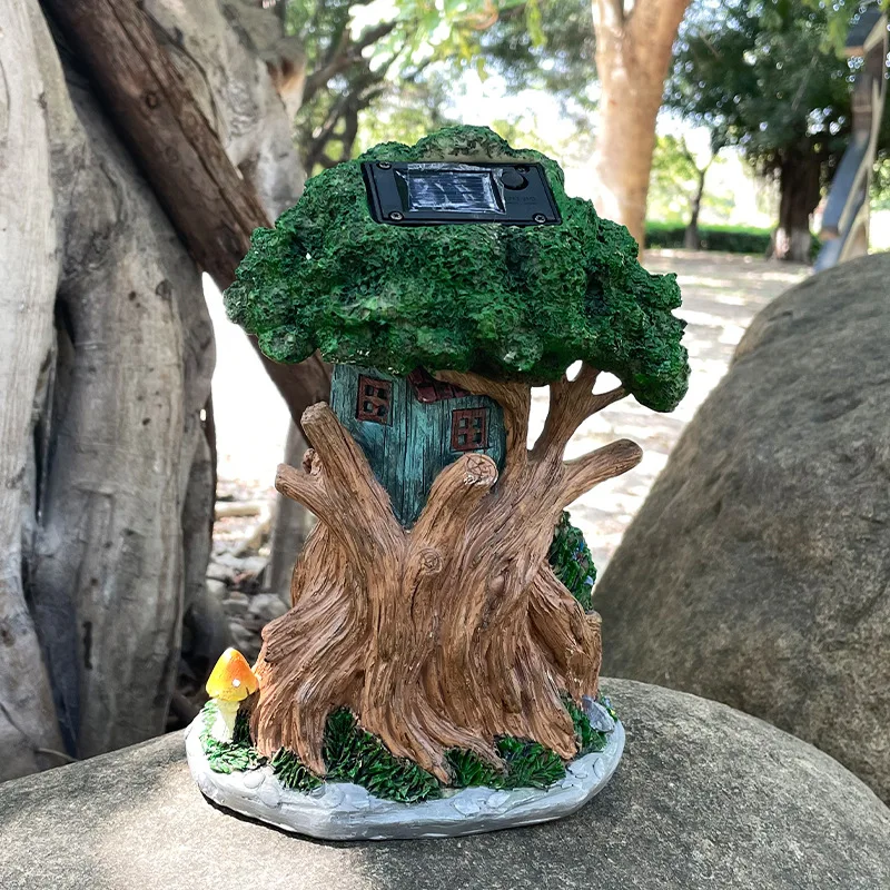 Outdoor Fairy Tale Treehouse Decoration Creative Resin Craft Landscape Arrangement House Ornament Garden Courtyard Decor