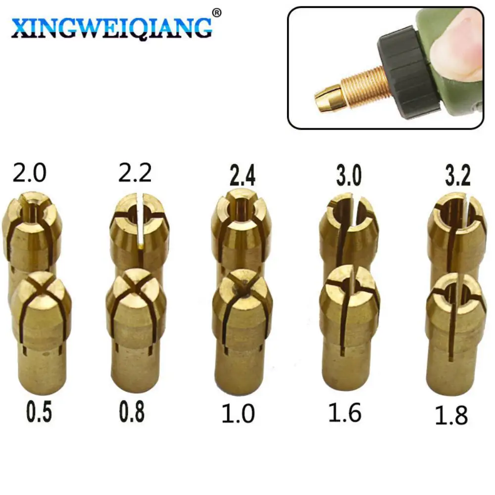 

0.5-3.2mm Mini Brass Collet Drill Chuck M7/M8 Nut Electric Grinding Bit Clamp Dremel Rotary Tool Accessories