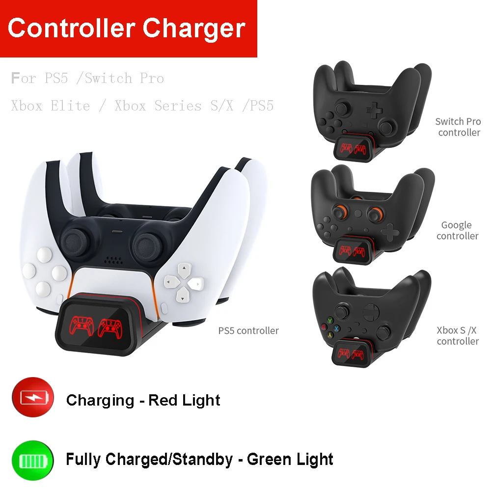 Dualsense-estación de carga LED multifunción, Base de carga para Switch Pro /Xbix Series S/X /PS5