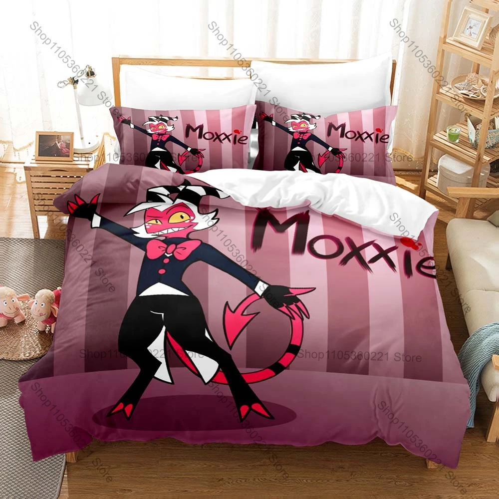 Funny Cute Moxxie Demon Cartoon Poster Duvet Cover Set 1 Quilt Cover 2 Pillowcases For Helluva Boys Fans