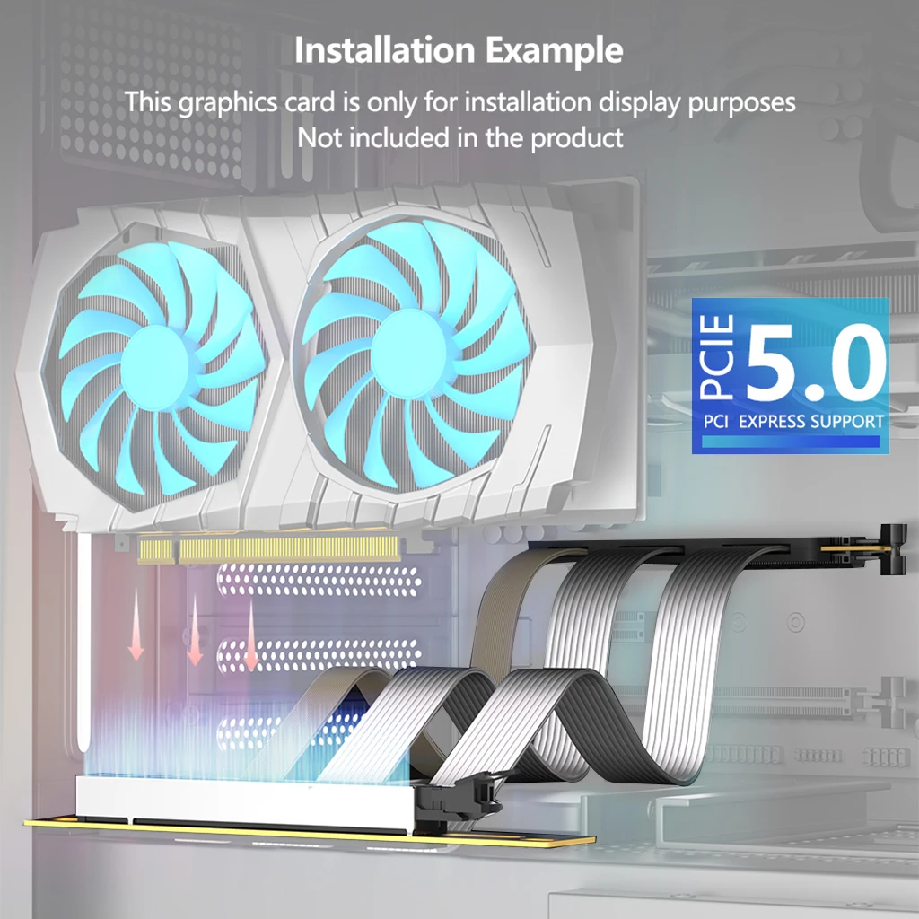 XT-XINTE PCI-E 5.0 16x Kabel Riser Kartu Grafis Kabel Ekstensi PCI Express Kartu Ekspansi GPU Riser Ekstender Terlindung