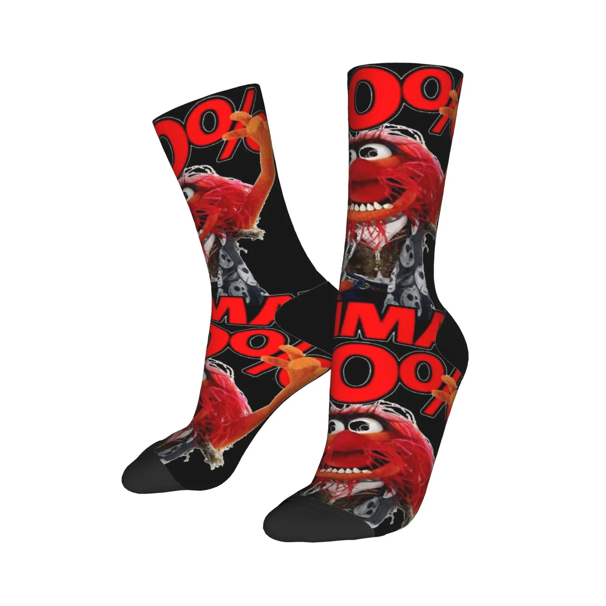 Fashion Muppets 100 Animal Soccer Socks  Polyester Crew Socks for Unisex Non-slip