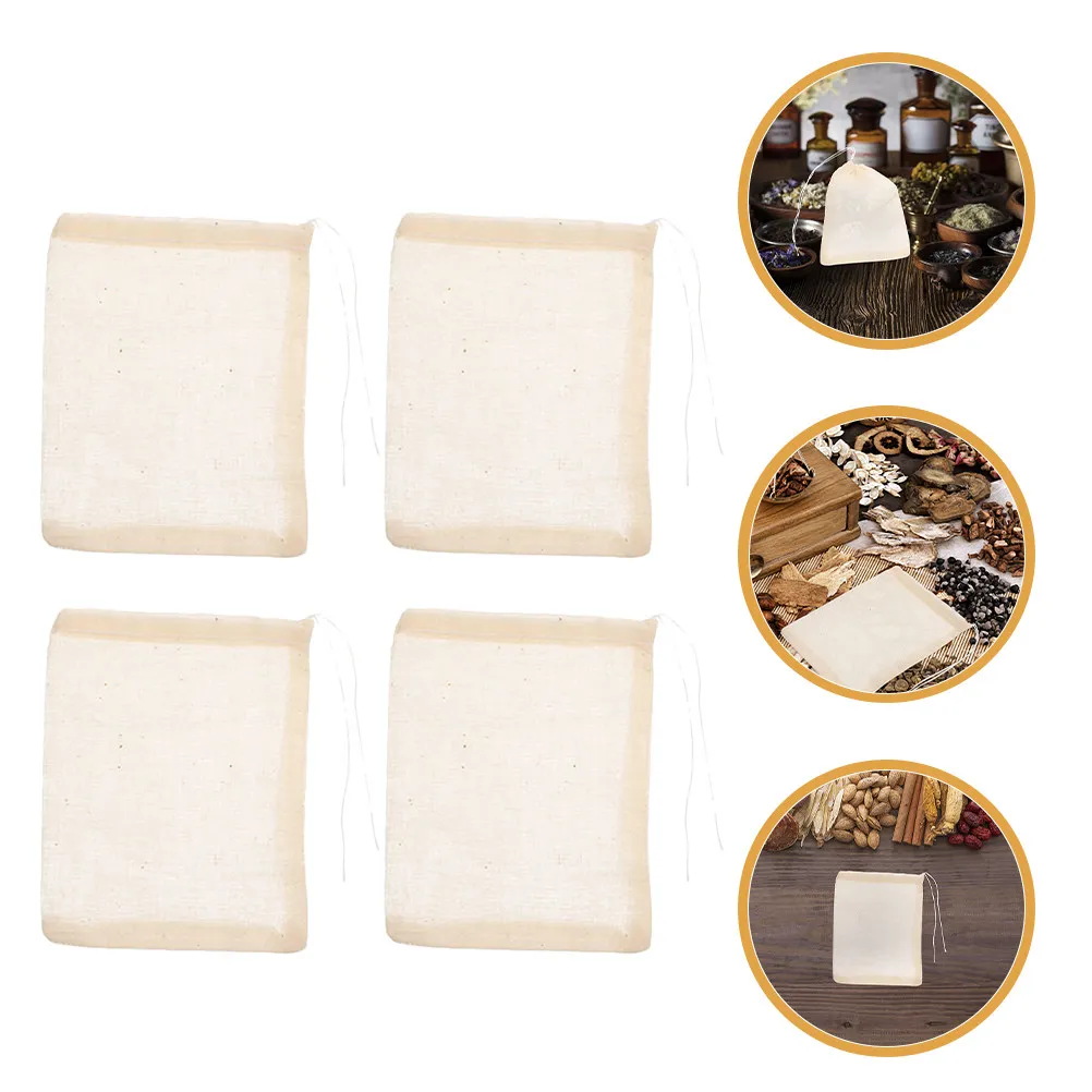

50Pcs Reusable Cotton Drawstring Cooking Bags Fine Mesh Soup Spice Filter Bags Cheesecloth Sachets for Tea Coffee Broth Infuser