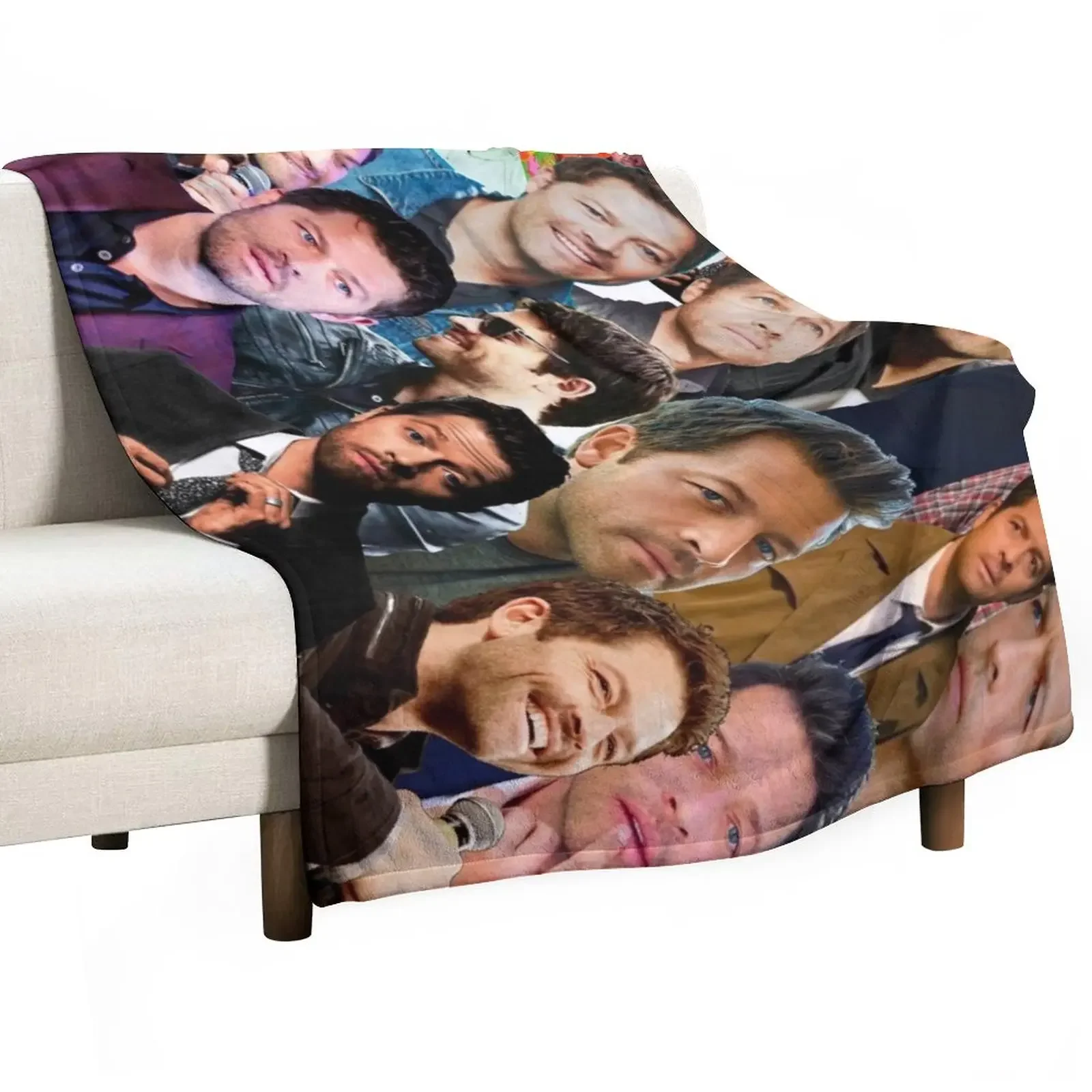 

Misha Collins Photo Collage Throw Blanket Bed linens Decoratives Blankets