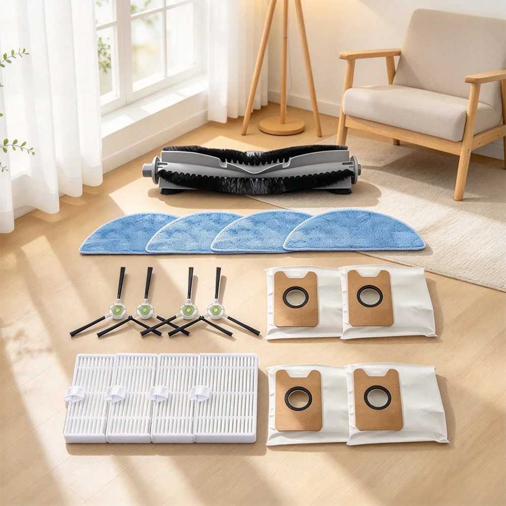 Replacement Kit For Cecotec For Conga Y70 & Y70 For Genesis: Main Roller Brush, Side Brushes, HEPA Filters & Dust Bags Complete