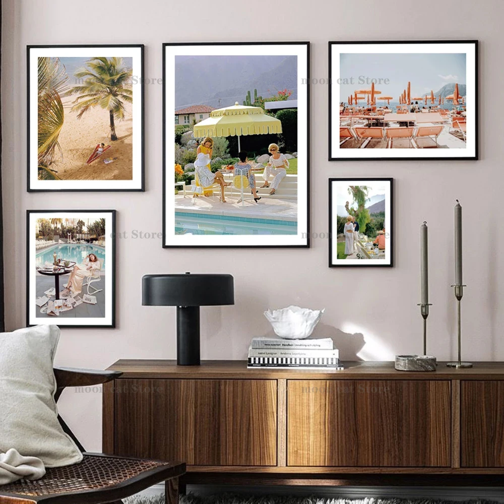 Slim Aarons Photography Palm Pool Party The Upper Class Society In 19th Century Canvas Painting Wall Pictures Retro Home Decor