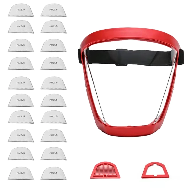 Y1UD Protective Face Shield Face Shield Mask for Work Full Face Shield for Whacking Face Shield Mask with 20Pcs Filter