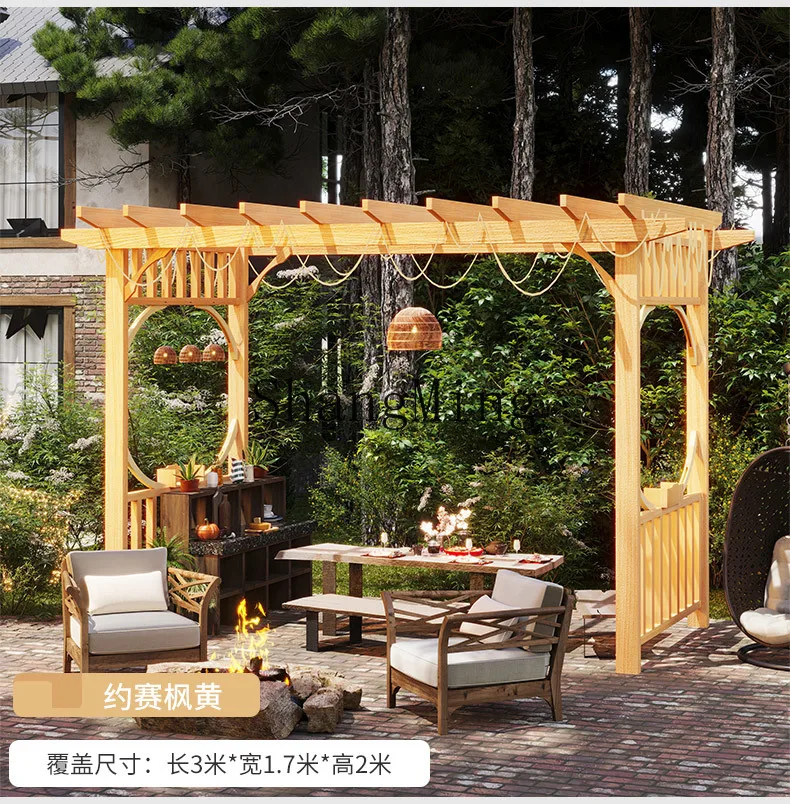 

HJ Garden Villa Grape Shelf Garden Preservative Wood Flower Shelf Outdoor Wooden Corridor Solid Wood Climbing Vine Shelf