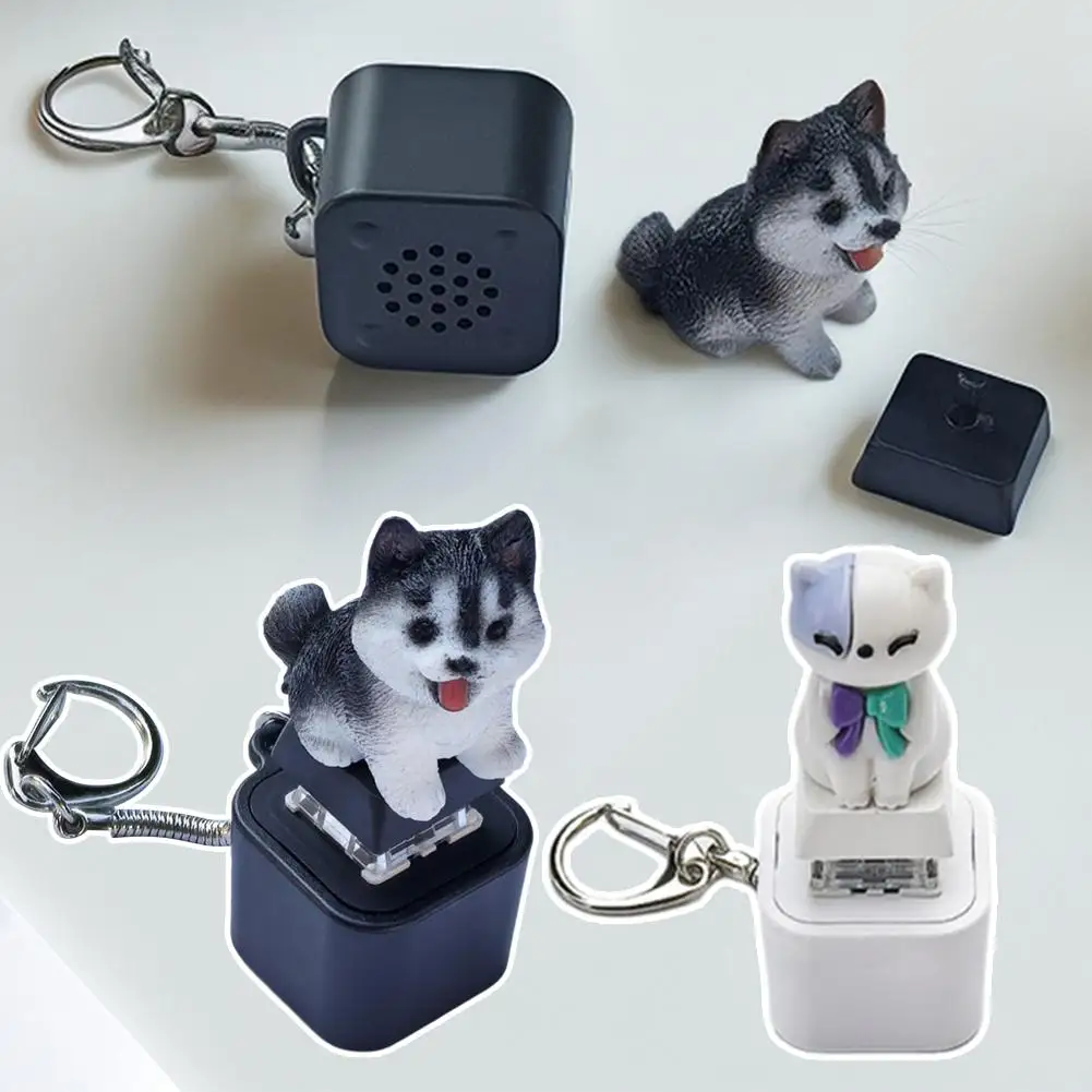 Clicky Dog Keycap Fidget Toy Sensory Stress Reliever Light Up Keychain Decor Creative Desk Ornament Gift