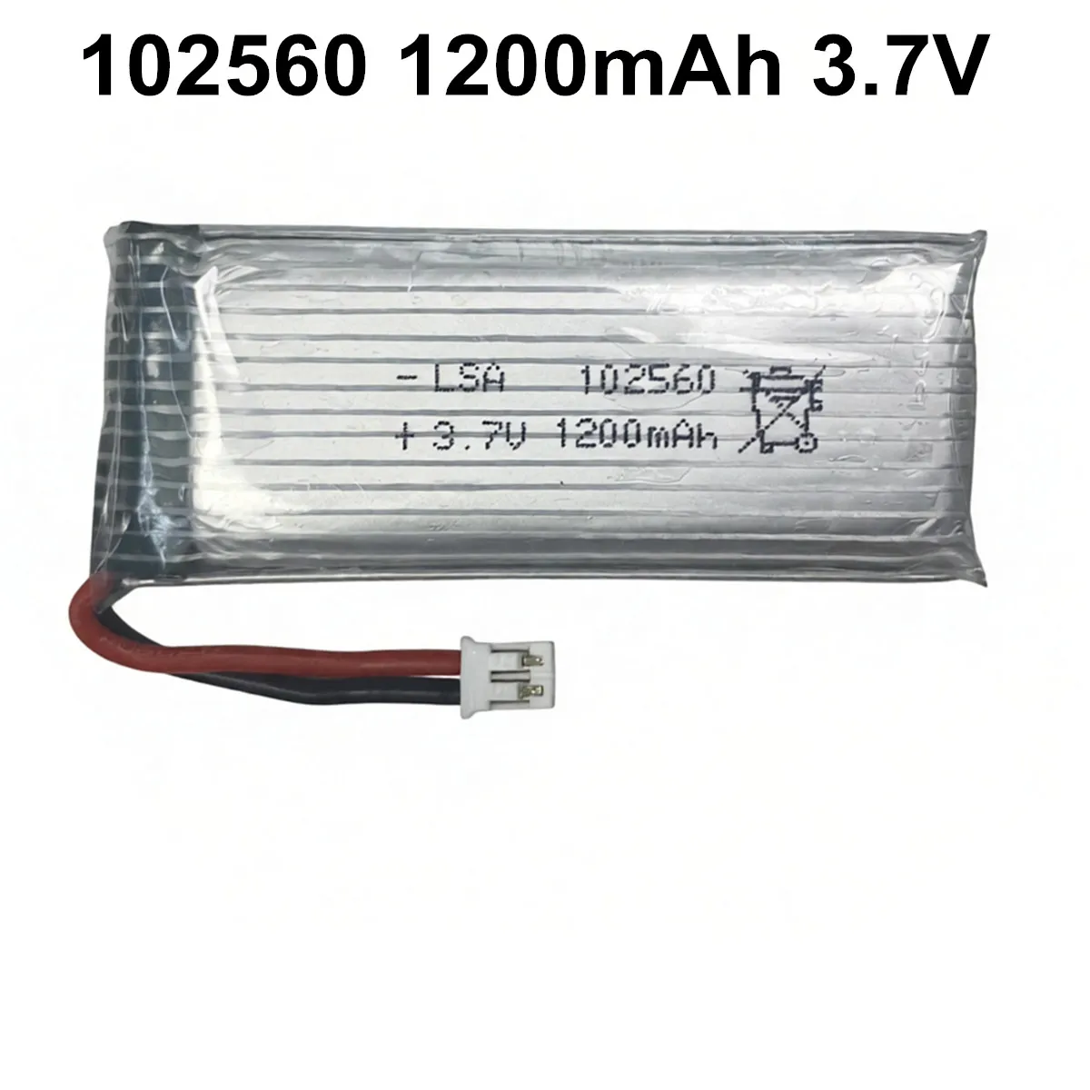 3.7V 102560 High Capacity 1200mAh Lithium Polymer Rechargeable Battery for Elf Drone Quadcopter Remote Control Aircraft