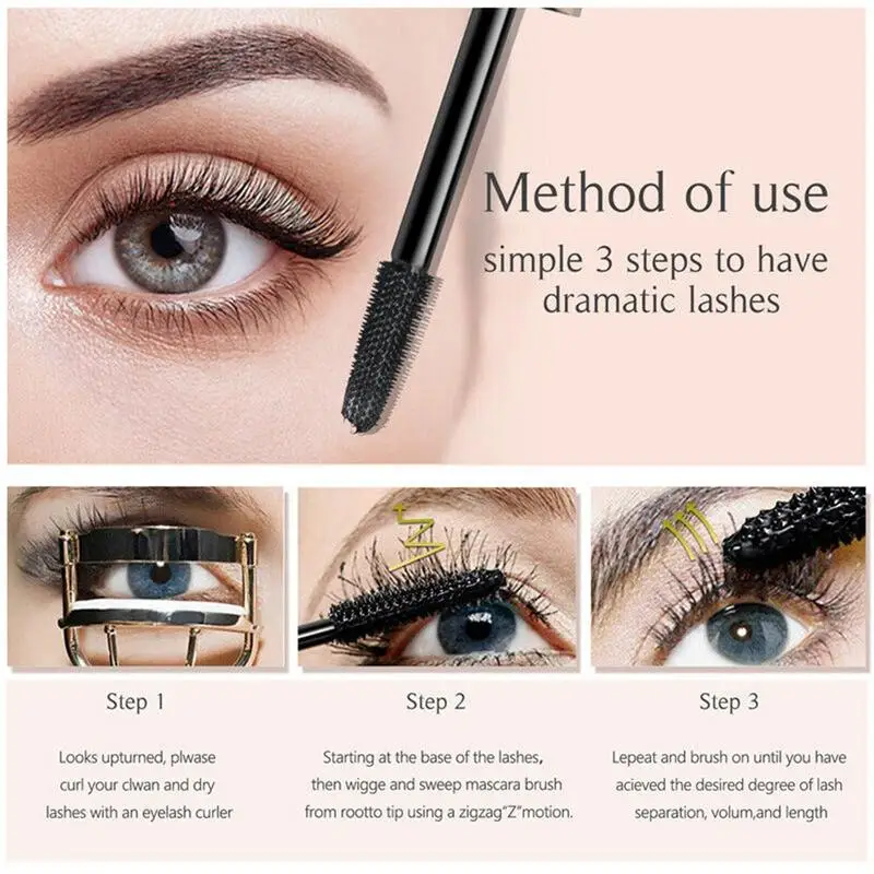 Mascara Volumisant Noir, Waterproof, Bouclant, Longue Tenue