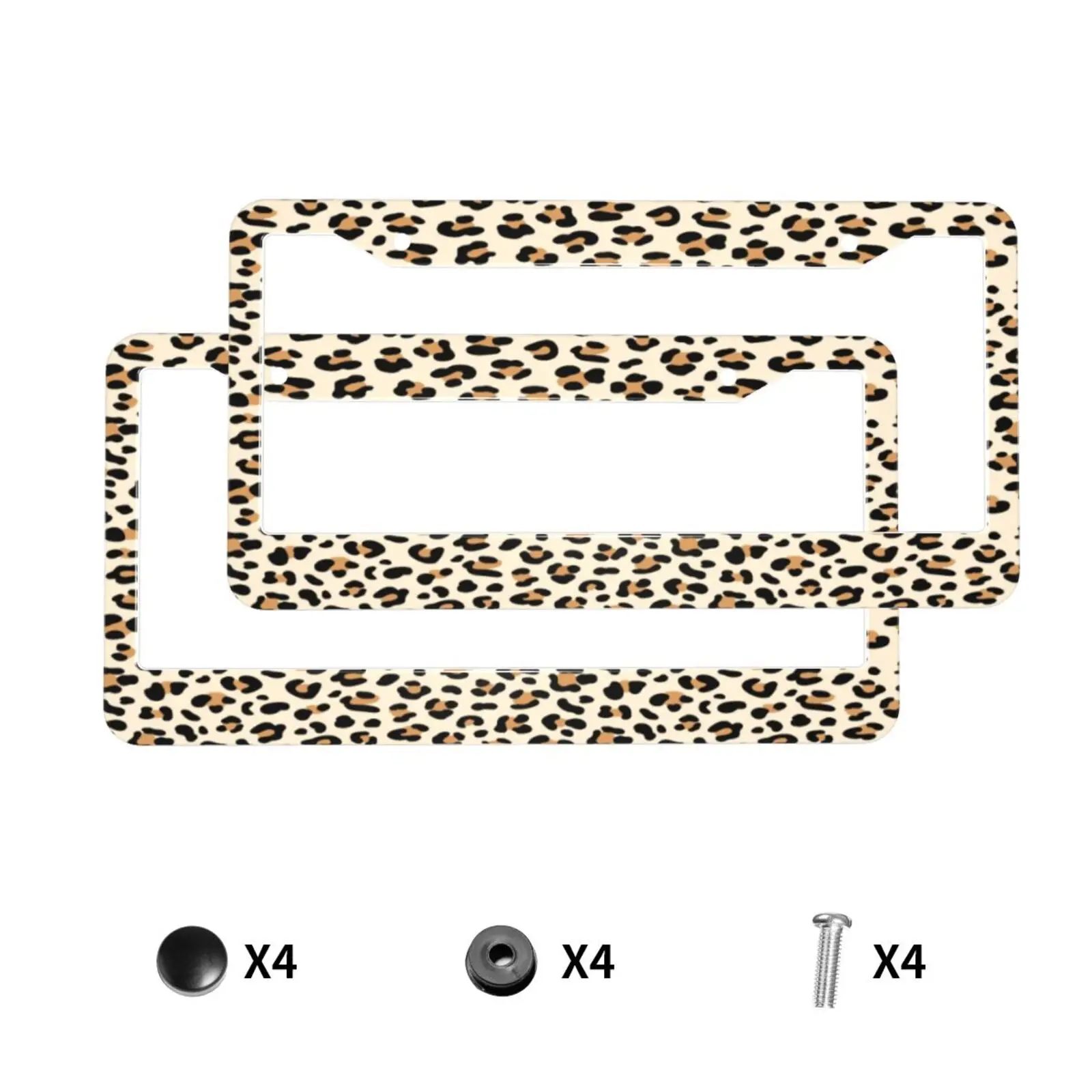 Abstract Cheetah Leopard Print American Standard Aluminum Alloy Car License Plate Cover Car Accessories Waterproof License Plate