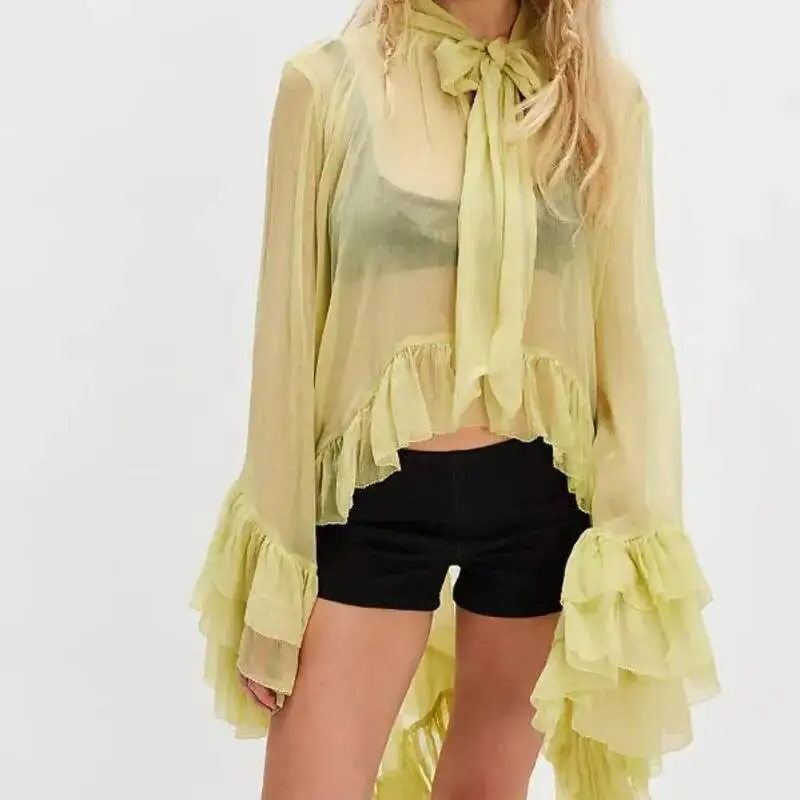 Women Sexy Hoodie With Flared Sleeves Bow Tie Top Loose Comfortable Fashionable And Elegant Suitable For Casual Beach Vacation view 2