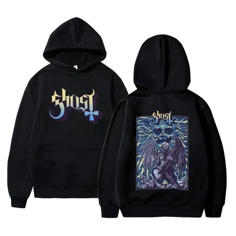 Best Famous Rock Band Ghost Graphic Hoodie Men Vintage Gothic Punk Metal Sweatshirt Tops Male Casual Oversized Hoodies Pullover