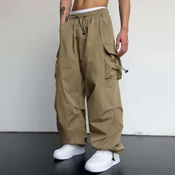 Pantalones de paracaídas Cargo de gran tamaño Harajuku para hombre, ropa de calle Vintage Y2k, Hip Hop, pierna ancha, Joggers holgados, pantalones de chándal casuales, ropa técnica